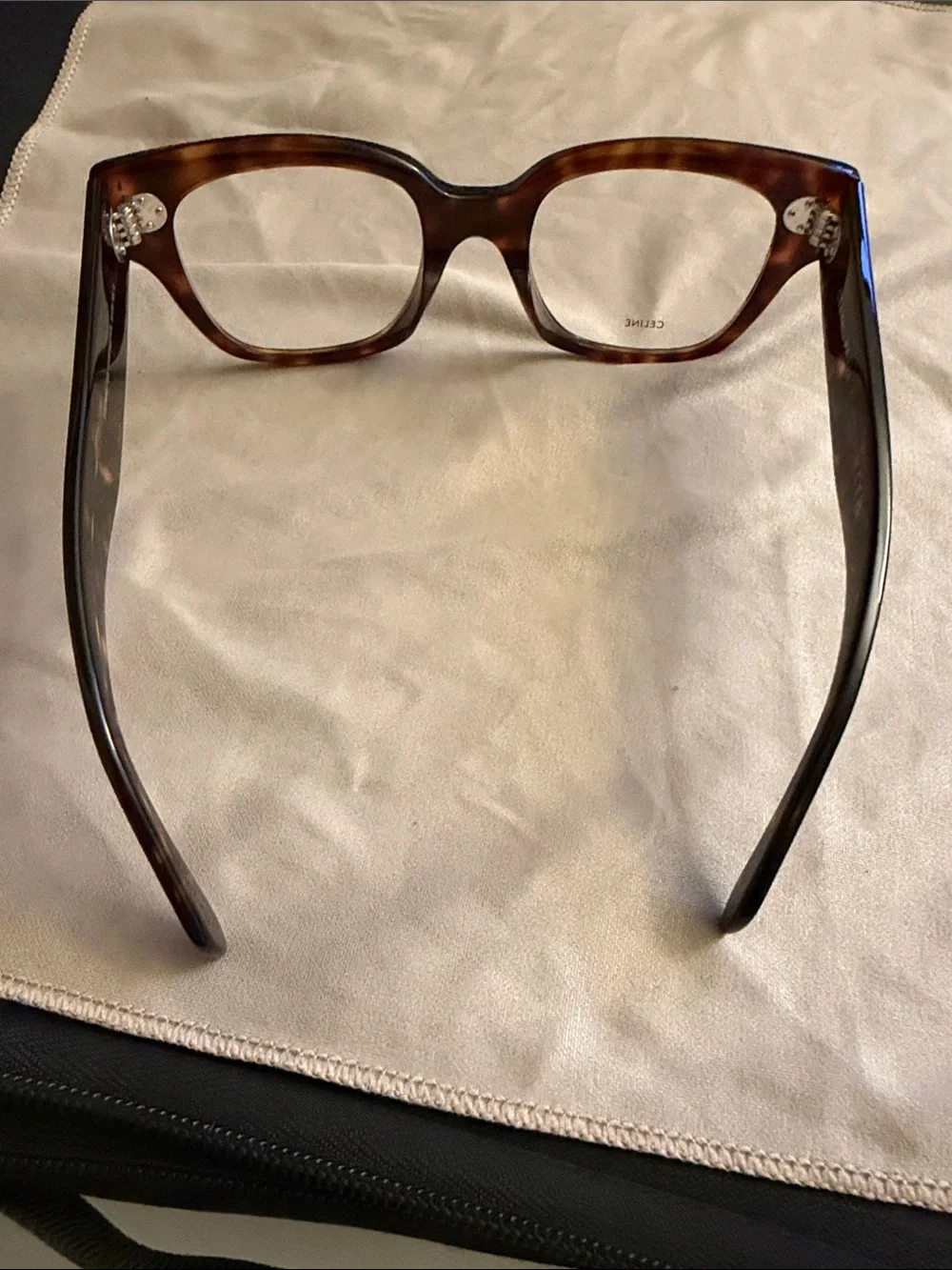 Celine Tortoiseshell Square Acetate Sunglasses with Green Tint